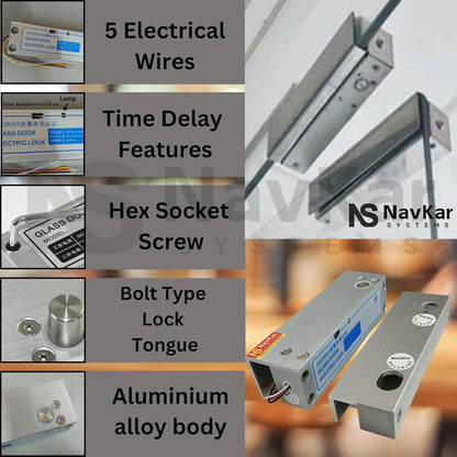 Card Access Control with Fully Frameless Glass Drop Bolt