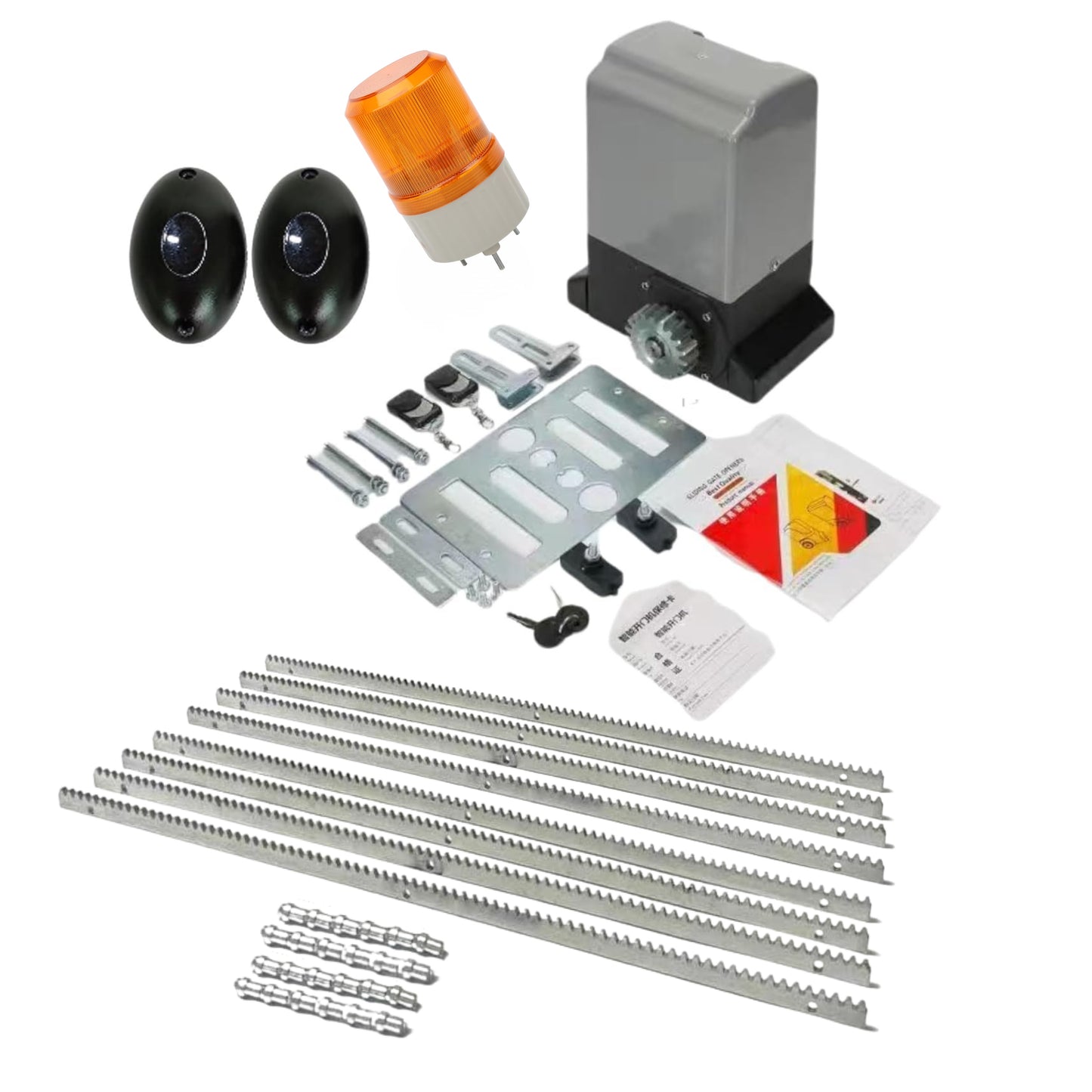 Navkar Systems Electric Sliding Gate Motor – 600KG Capacity | Gear System with Obstacle Sensor & 8 Gear Rails (26ft Approx. Total Length)