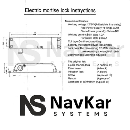 NAVKAR SYSTEMS Card Access Control with Surface Mount Bolt Lock