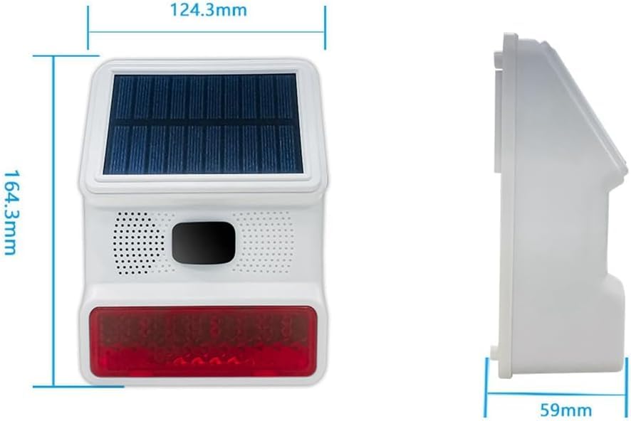 Navkar Systems Wireless Solar Alarm Siren, 433MHz Wireless Outdoor Siren, Solar Outdoor Siren with LED Flashing Light Function, Support Wireless Alarm System