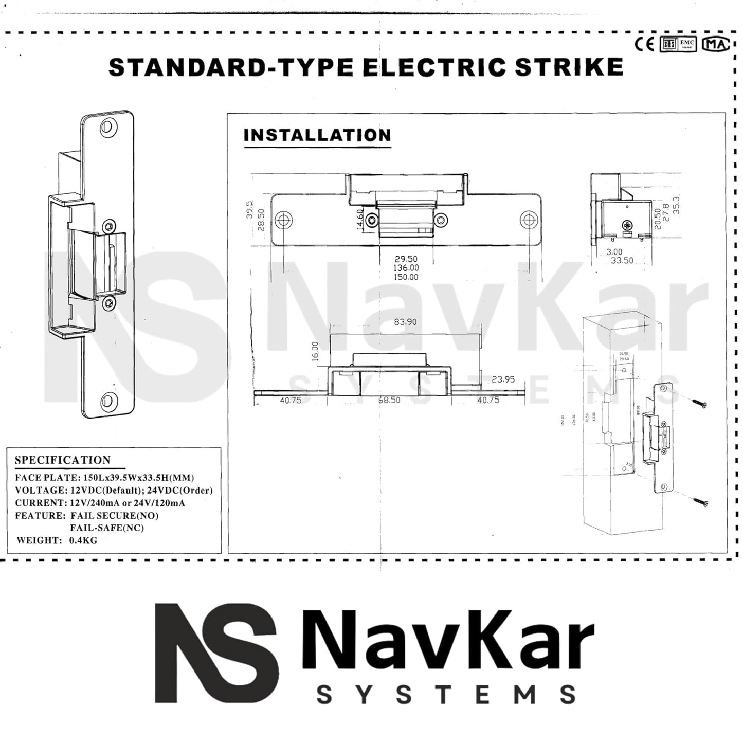 NAVKAR SYSTEMS Card Access Control with Strike Lock