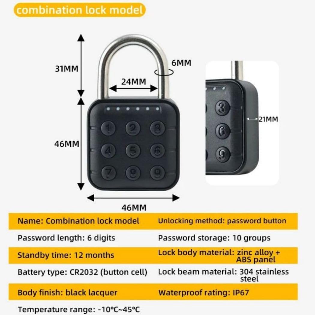 Waterproof Rust-resistant Durable Keyless Convenient and Fast Home Security Smart Password Padlock