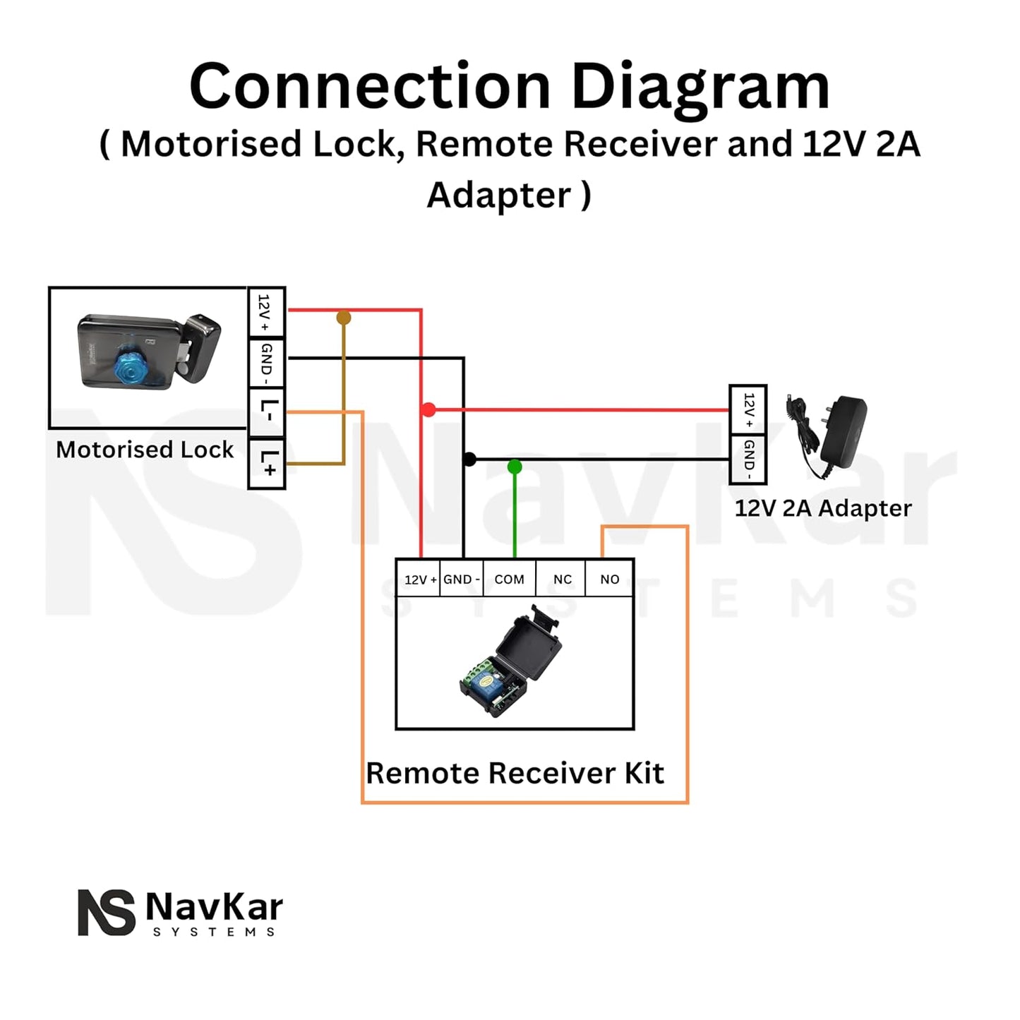 Lock for Wooden Doors with Receiver and One Remote Including Adapter (Multicolor)