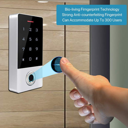 Fingerprint Password Access Control System with 5PCS ID Key Fobs, Fingerprint Door Lock Keypad Controller Support 10000 Users, Weatherproof And Touch Panel