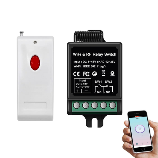 Navkar Systems TYBX-12 Wireless Remote Switch - Remote Control + Dual App for Door Systems, Electric Locks | for Light Switch, Electric Strike Lock