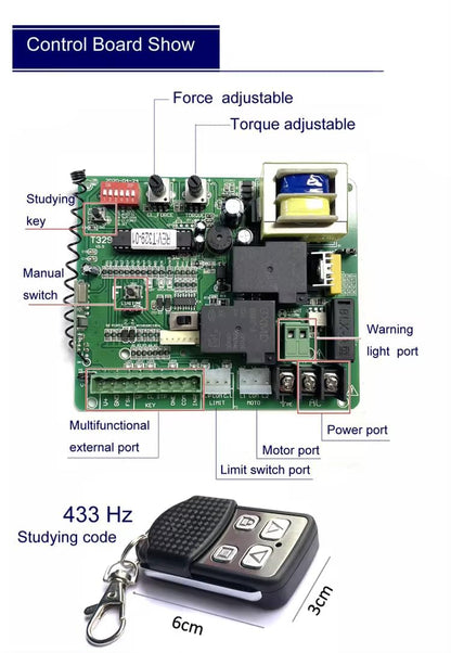 Combo-CN87 CB-SGM Control Board AC Sliding Gate Motor with 2 remotes