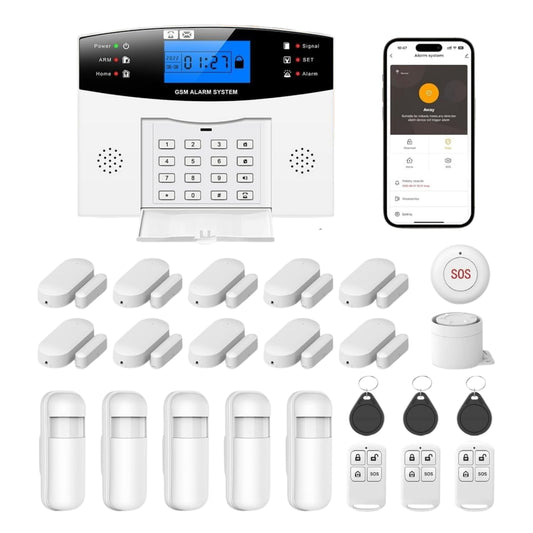 Combo-CN301 Navkar Systems ACJ-400 Home Security System, Wireless WIFI/2G Alarm Kits, keypad Home Burglar Alarm with Door and Motion Sensors, Remote, SOS Emergency Button, Compatible with Alexa