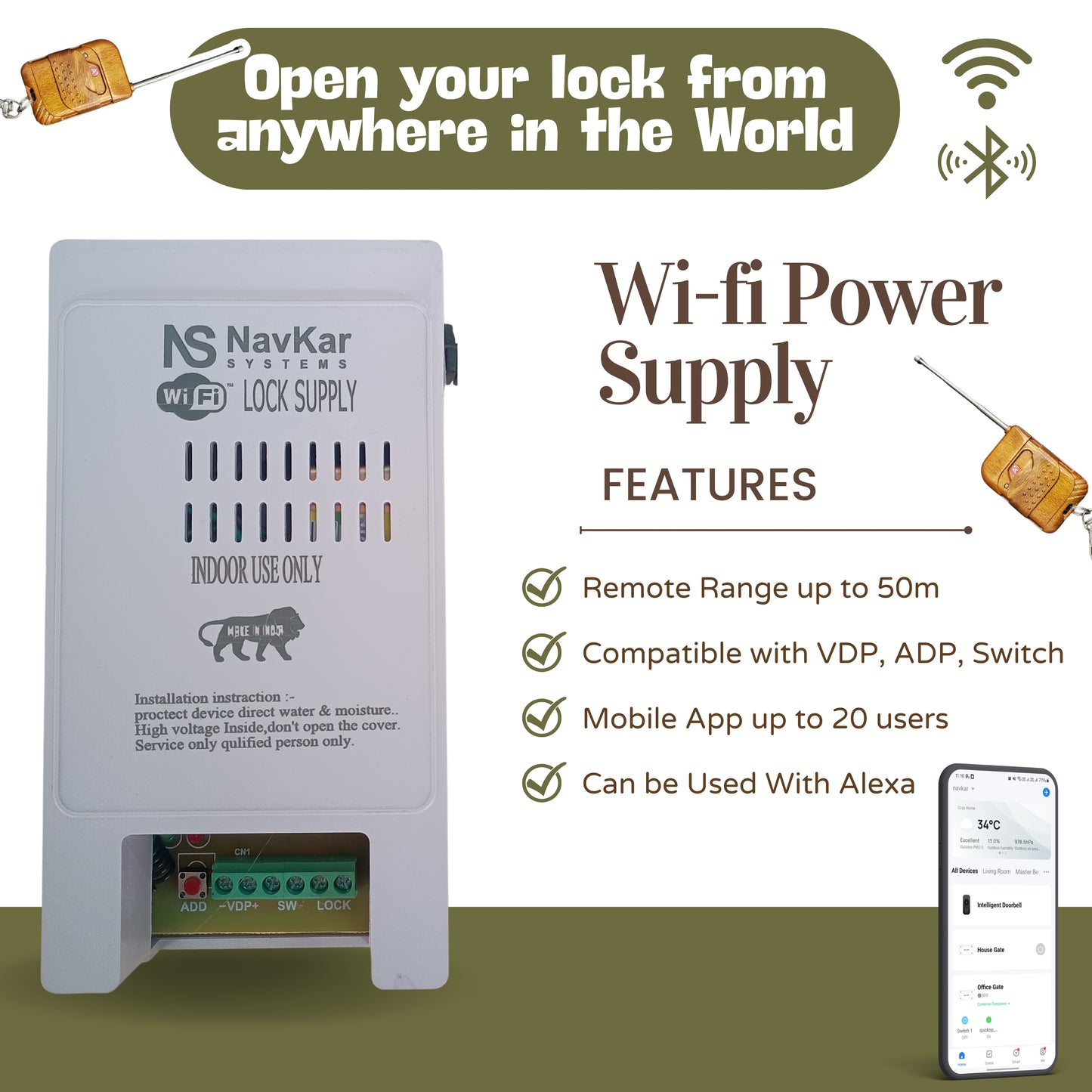 PSWF-01 WiFi Power Supply to Operate Electronic Door Lock by Mobile App from Anywhere