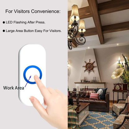 (DRB-43) Wireless doorbell, LED Flash, 32 ringtones and 4 Volume Levels, Running Within 1000 feet, Suitable for Homes, Offices, classrooms, Shops, Warehouses, etc (White)