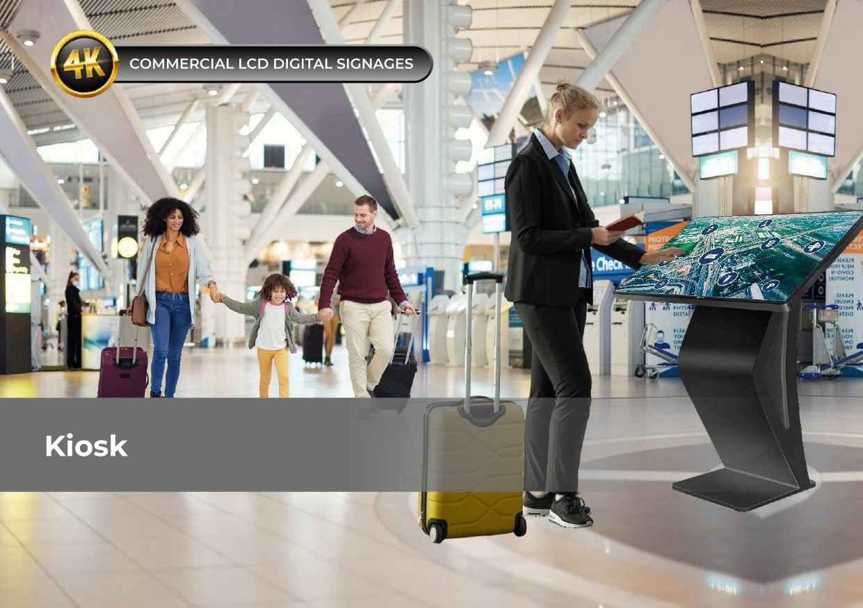 T29887-A 55 Inch Floor Mount Touch Digital Kiosk | DOS (Without OPS) | HDMI Input | 350 Nits Brightness | Metal Body | Indoor Interactive Display