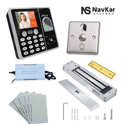 Navkar Systems Biometric Attendance and Access Control System with EM Lock and Push Button