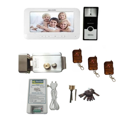 Combo-CN209 Electronic Door Lock+ Remote Power Supply + 3 Remotes with Video Door Phone (VDP DS-KIS204 7-inch)