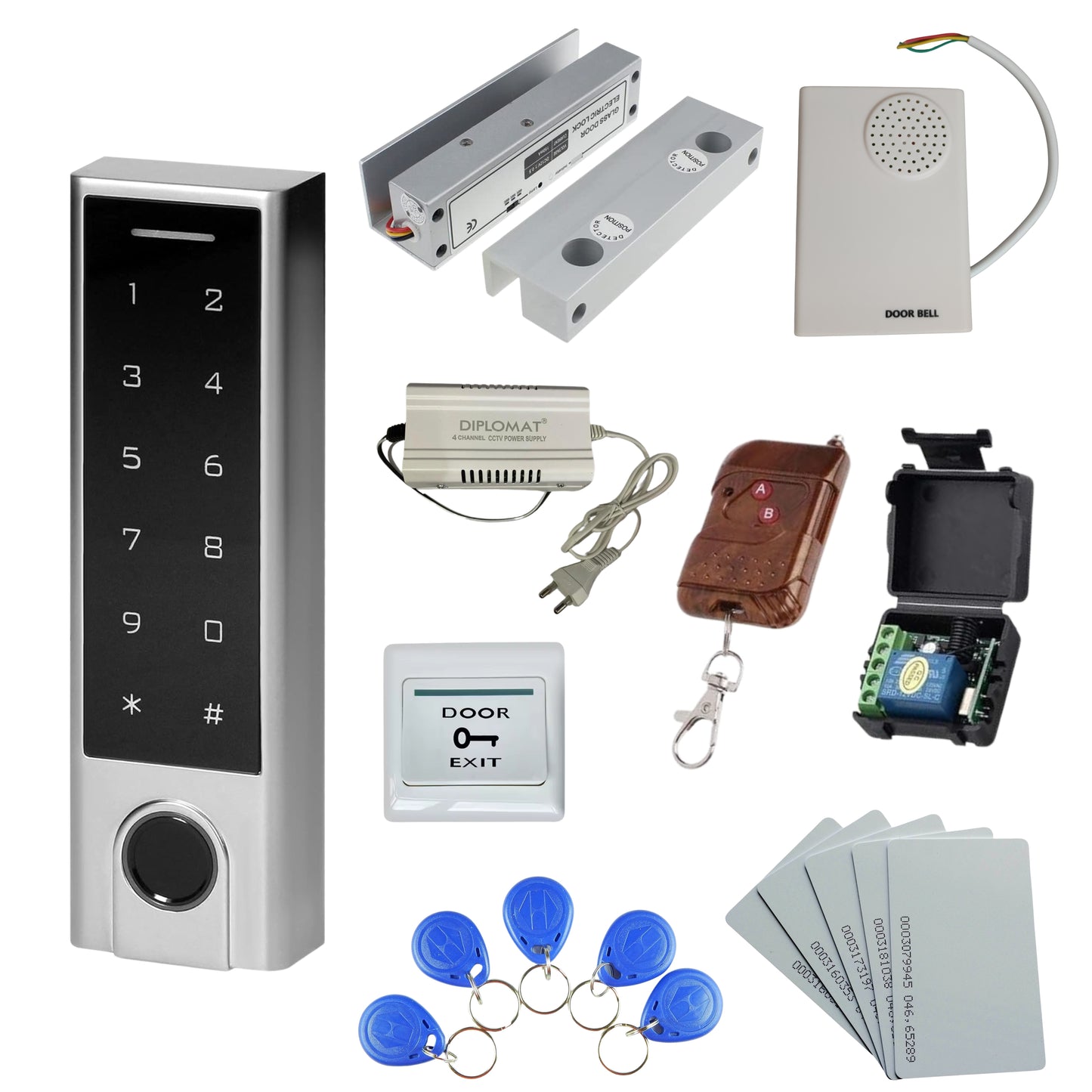 Combo-CN223 Weatherproof Biometric Card Access Control with Fully Frameless Glass Drop Bolt Lock