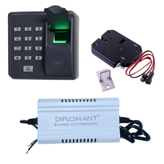Navkar Systems Electronic Door Lock - Powder Coated Finish (Black) with acbc-sc5h Biometric Access with 500 Users