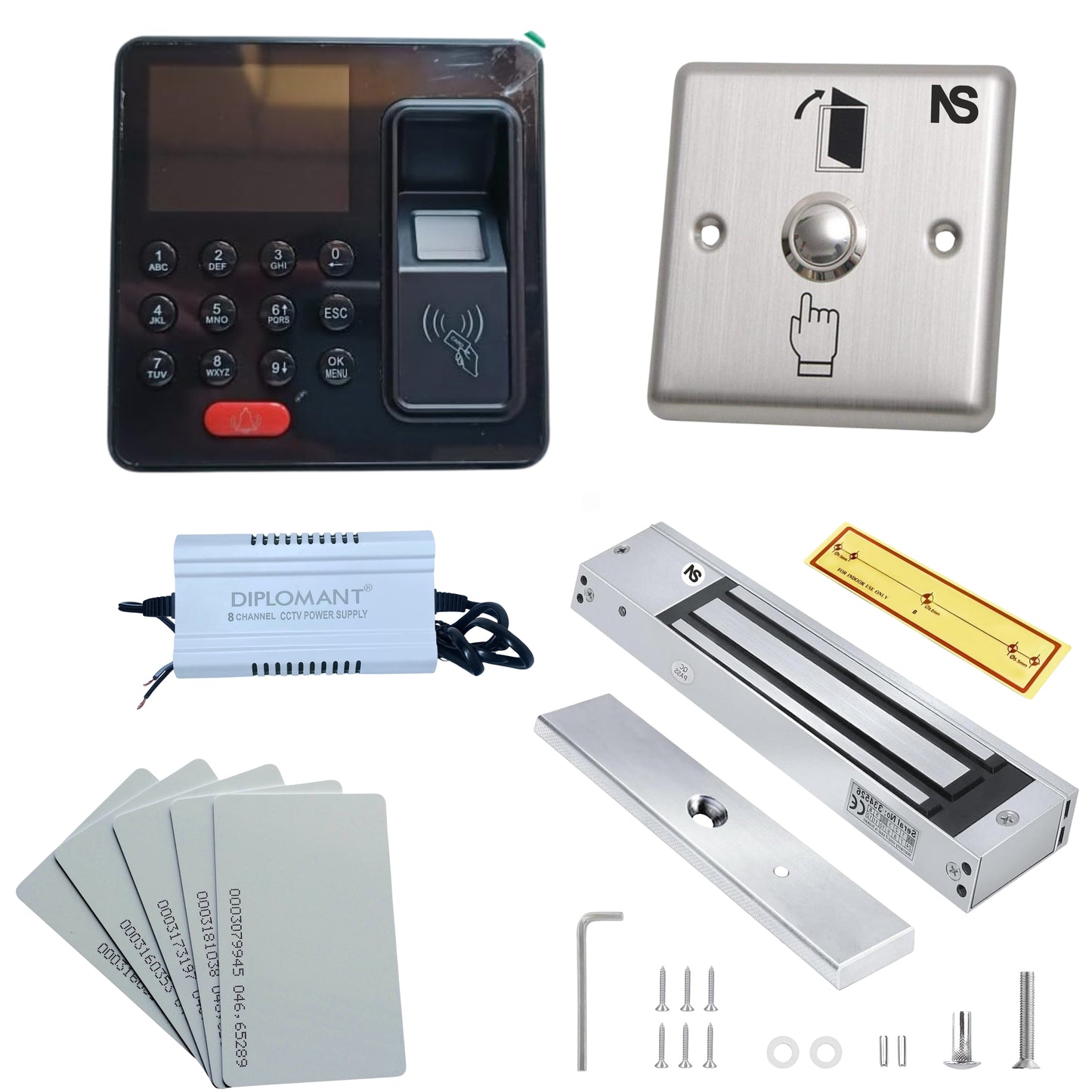 Biometric Attendance & Access Control System with EM Lock & Push Button