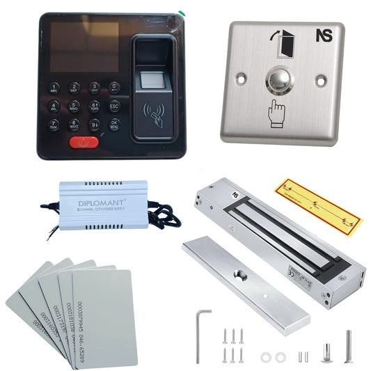 Combo-CN8 Biometric Attendance & Access Control System with EM Lock & Push Button