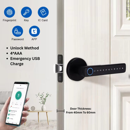 FPHL-900 Navkar Systems Intelligent Tuya App Handle Fingerprint Lock High Security Password Electronic Smart Door Lock