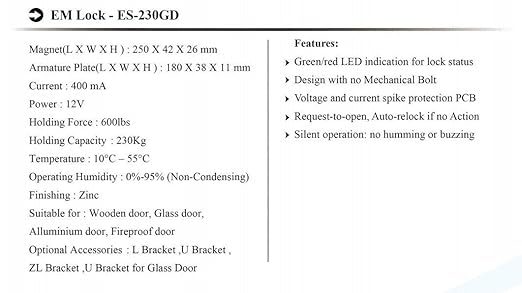 EM-605 EM Lock 600 Lbs 5 Wire with Feedback