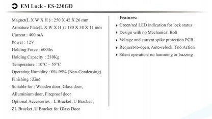 EM-605 EM Lock 600 Lbs 5 Wire with Feedback