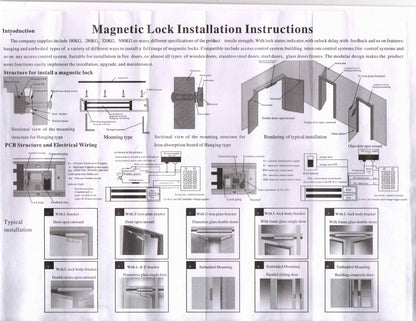 EM Magnetic Lock + U Bracket Electromagnetic Lock Glass Door | 600lbs EM Lock for Glass Door with U Shape Bracket | 2 Wire EM Lock Metal Wooden Frame Door Access Control Electric Magnetic Lock