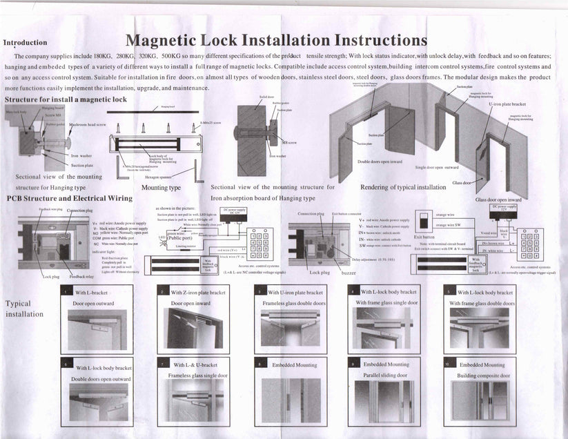 Combo-CN124 EM Magnetic Lock + U Bracket Electromagnetic Lock Glass Do ...