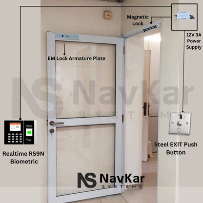 Combo-CN39 Biomeric Access with Date Validity with EM Lock Exit Switch Power Supply L Z Bracket for Libraries | Gyms Black Colour