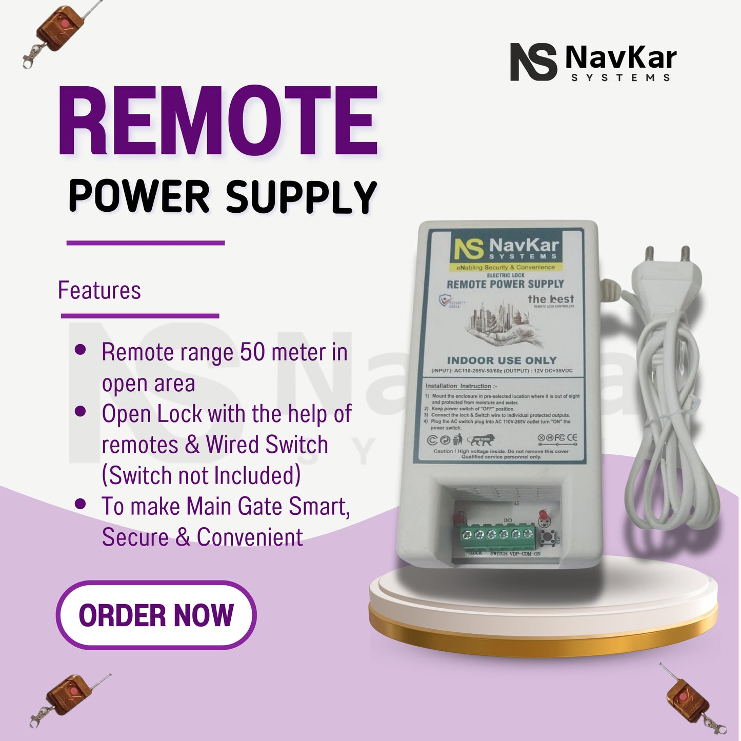 Combo-CN73 Relay Power Supply and 2 Remotes for Electronic Door Lock