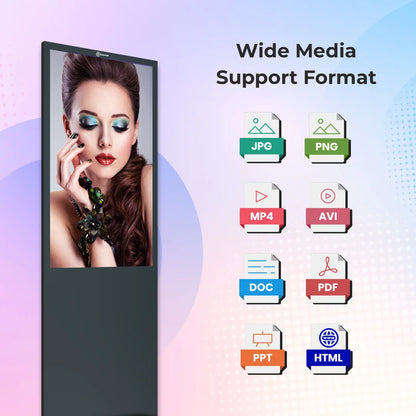 T291099-A E Series 55 Inch Floor Mount Digital Signage Display | Android 9 | 2GB RAM + 16GB ROM | Non-Touch | Indoor Commercial Advertising Display