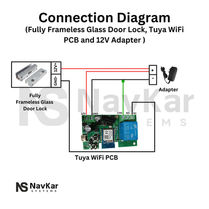 Navkar Systems Combo-CN220 Glass Door Drop Bolt Lock with Mobile App & Remote Kit with 2 Remotes and Adapter Set