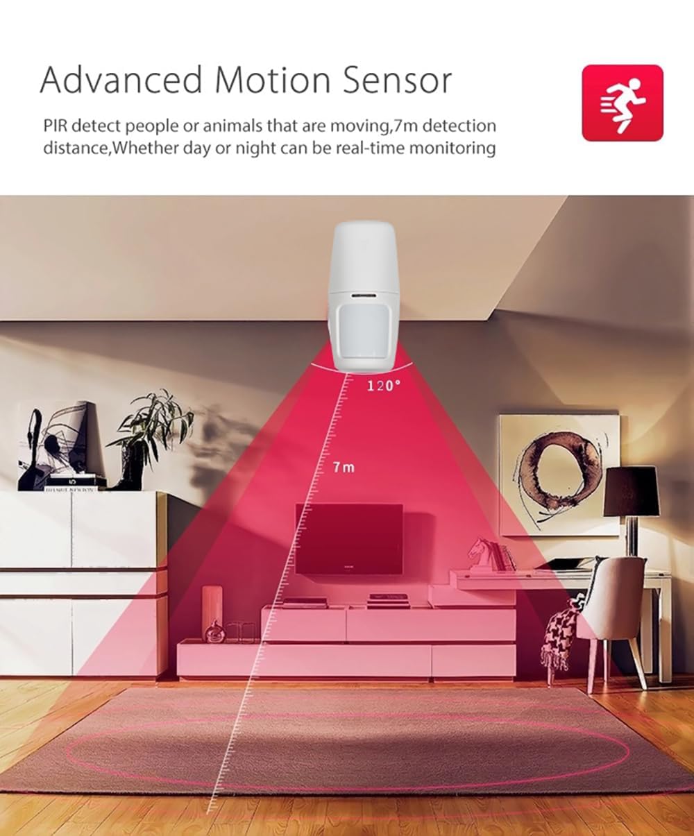 ACJ-390 Wireless Smart Security Alarm System with Remote Tag, Motion Sensor & Door Sensor, SMS/Phone Alerts, WiFi & GSM Sim Connection and Tuya App Control