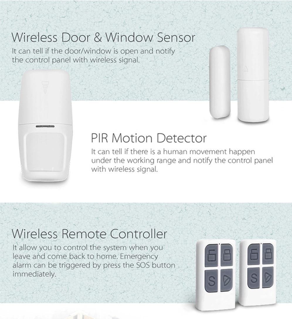 ACJ-390 Wireless Smart Security Alarm System with Remote Tag, Motion Sensor & Door Sensor, SMS/Phone Alerts, WiFi & GSM Sim Connection and Tuya App Control