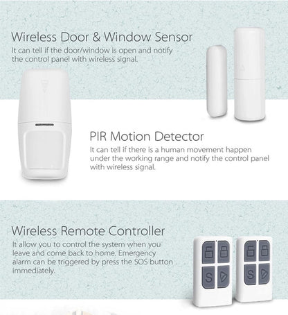 ACJ-390 Wireless Smart Security Alarm System with Remote Tag, Motion Sensor & Door Sensor, SMS/Phone Alerts, WiFi & GSM Sim Connection and Tuya App Control