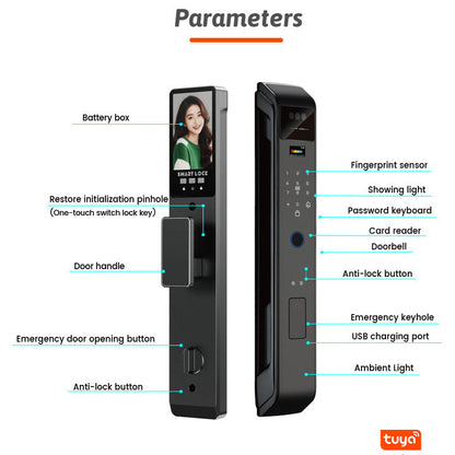 SLX-2 Tuya Smart Door Lock 3D Face Recognition With Video Intercom Function