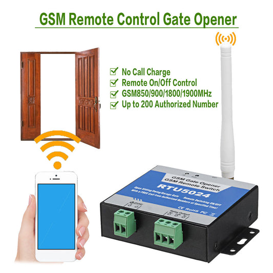 RTU5024 Smart GSM Gate Opener | Relay Switch | Wireless Remote Control Door Access Door Opener Free Call 850/900/1800/1900MHz