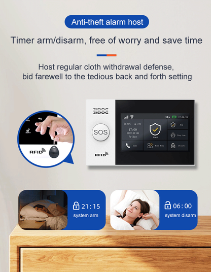 ACJ-407 Tuya WiFi Alarm System 4.3 Inch Screen Home Burglar Motion Detector WiFi & GSM Alarm System