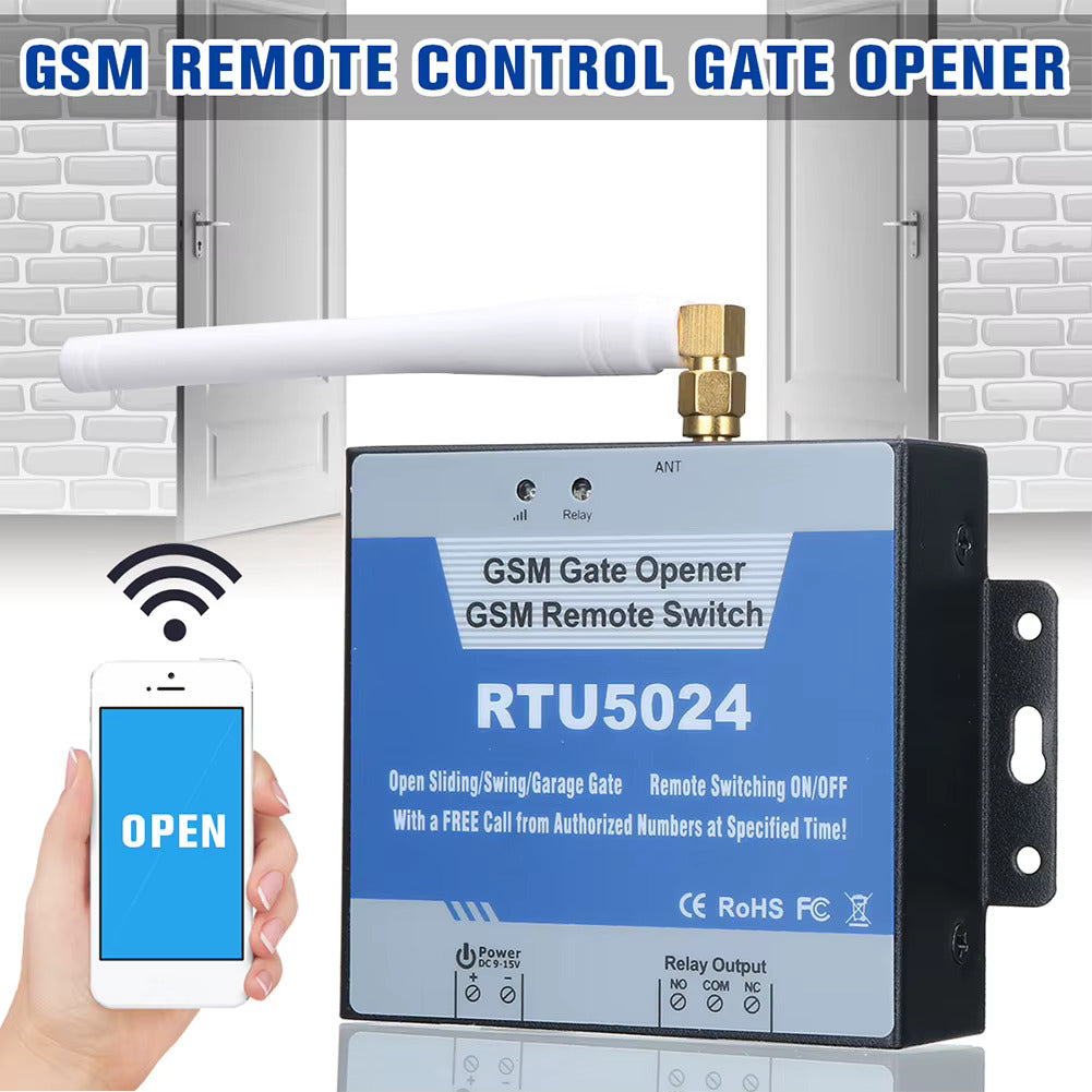 RTU5024 Smart GSM Gate Opener | Relay Switch | Wireless Remote Control Door Access Door Opener Free Call 850/900/1800/1900MHz