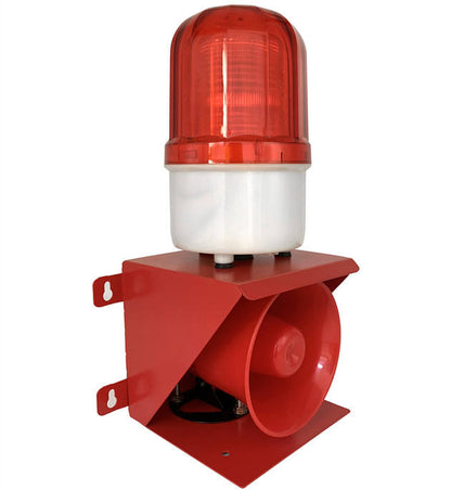 NAVKAR SYSTEMS TBJ-100 Industrial Sound & Light Alarm | 120dB Emergency Siren with LED Flashing Warning Light | AC 220V Safety Alarm for Factory, Warehouse, Crane & Industrial Applications
