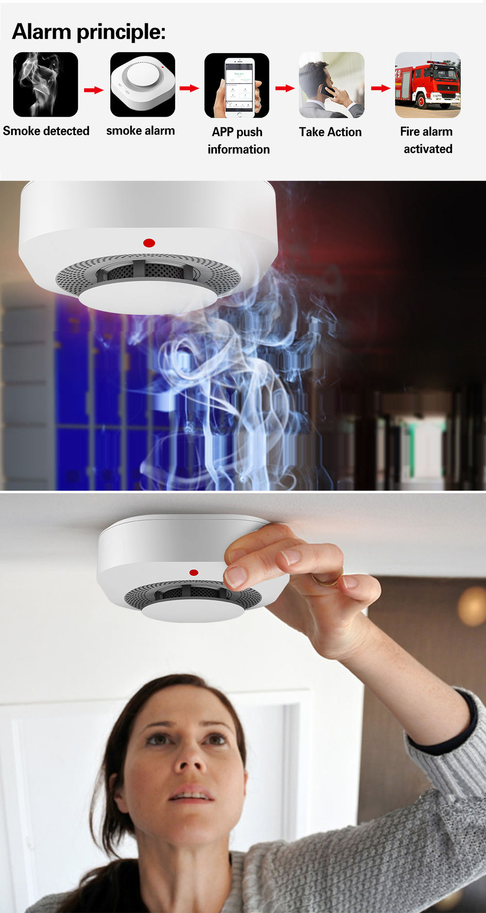 Navkar Systems Tuya smart wireless smoke alarm detector