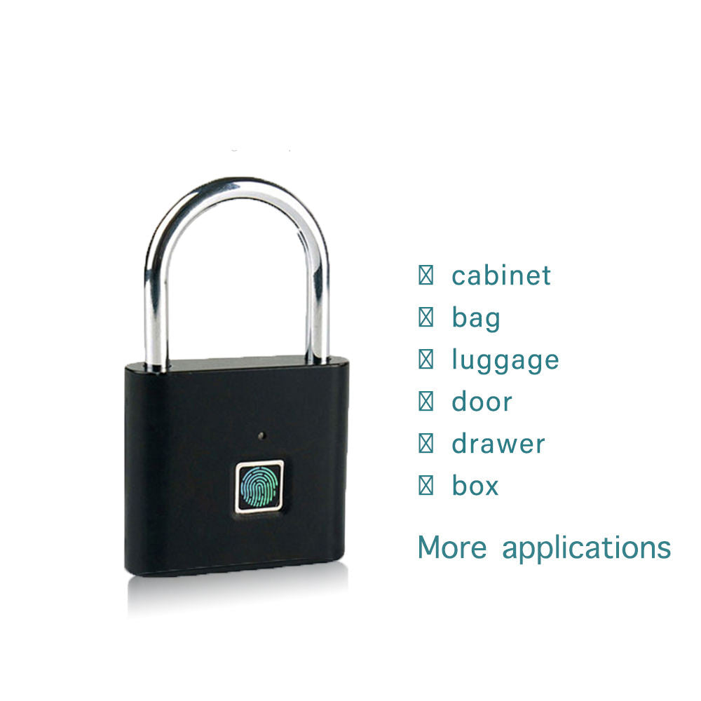 Smart Fingerprint Padlock, Finger Print Unlock Mini Security Key Friendly Kids and Elderly Keyless Lock Quick Anti-Theft