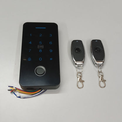 Navkar Systems Electronic Rim Lock with Weatherproof Finger Card Pin Remote Mobile App Access Control Panel with 2 Remotes, Can Operate Any Electronic Lock Using Finger Card Pin Remote Smart Life App