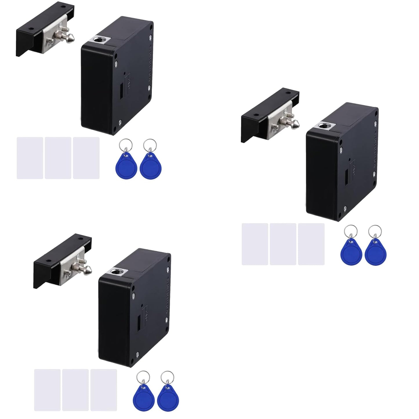 MFCL-200 mifare Card Cabinet Lock - Pack of 3 | Hidden DIY RFID Lock for Wooden Cabinet Drawer Locker Cupboard Punch-Free, Locker, Wardrobe, Drawer Lock