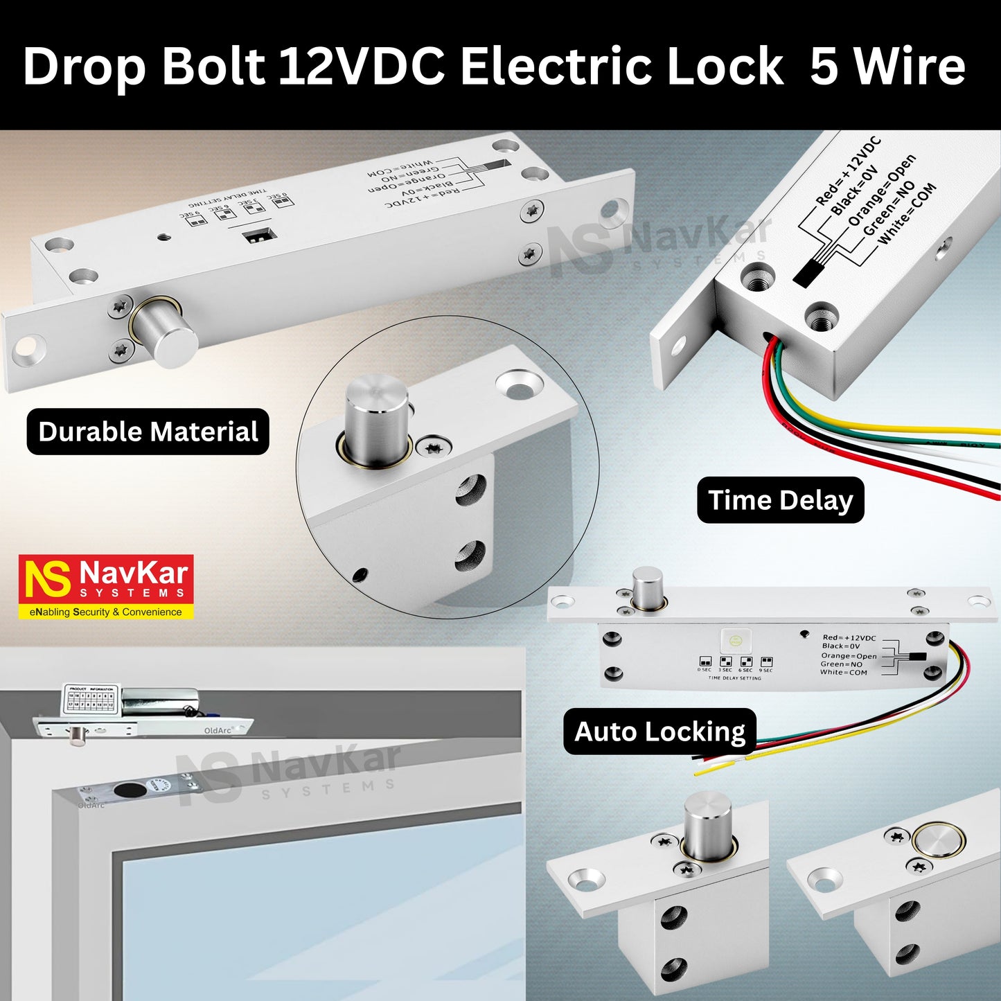 DBWD-05 5 Line Electric Drop Bolt Lock with Door Feedback and Timer