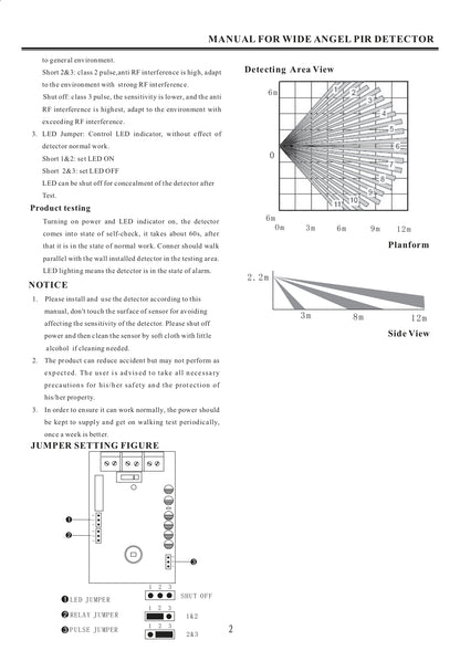 PIRW-12 Wired PIR Motion Sensor for GSM Home Security Alarm Systems