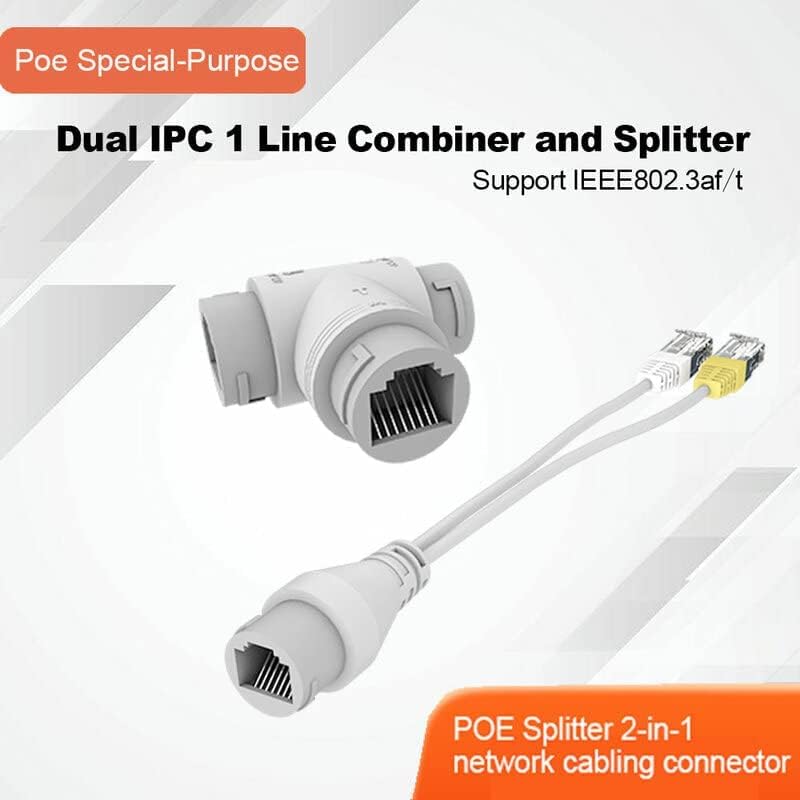 POES-12 POE Splitter/Multiplexer 2-in-1 Network Cabling Connector Three-Way RJ45 Connector For HD IP Camera CCTV (Pack of 1)