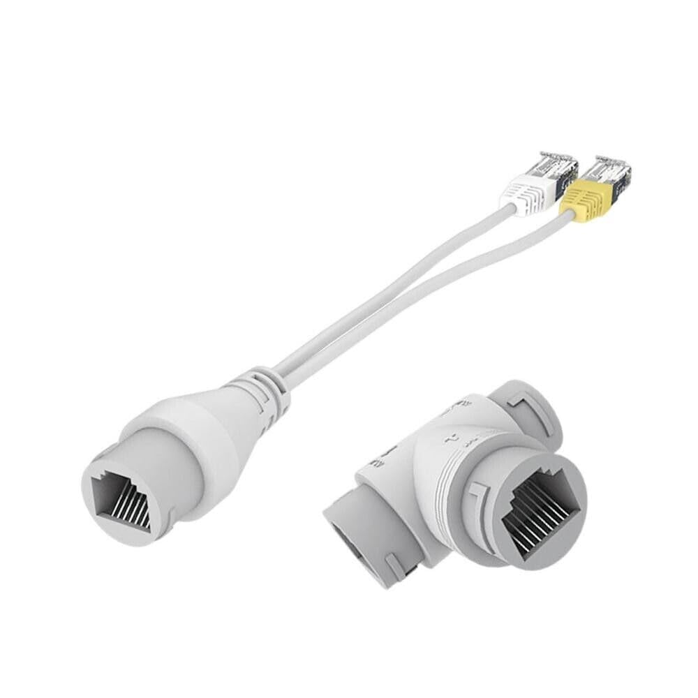POES-12 POE Splitter/Multiplexer 2-in-1 Network Cabling Connector Three-Way RJ45 Connector For HD IP Camera CCTV (Pack of 1)