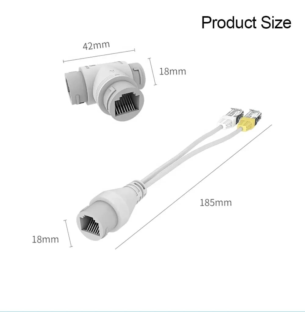 POES-12 POE Splitter/Multiplexer 2-in-1 Network Cabling Connector Three-Way RJ45 Connector For HD IP Camera CCTV (Pack of 1)