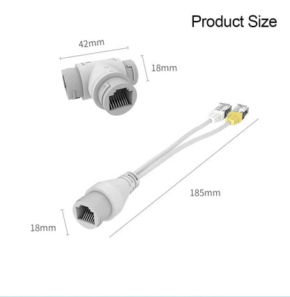 POES-12 POE Splitter/Multiplexer 2-in-1 Network Cabling Connector Three-Way RJ45 Connector For HD IP Camera CCTV (Pack of 1)