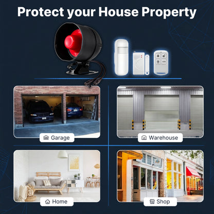 Combo-CN287 WiFi Alarm Home Security System, SRN-TY Wireless Alarm System with Loud 120dB Motion Sensor Siren, Window Door Alarms Sensor, Remote Control for Shed Garage