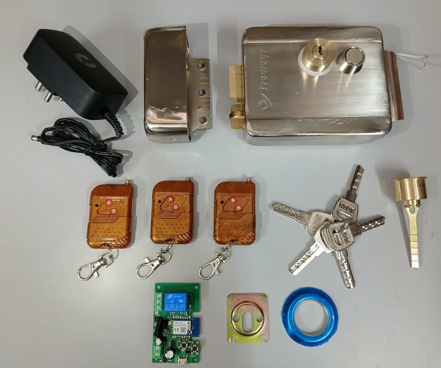 Combo-CN179 Secureye/Link India Metal Electronic Door Lock with WiFi Controller for Main Gate with 3 remotes | Suitable for SS Steel MS Aluminium Wooden Gates (with Installation)
