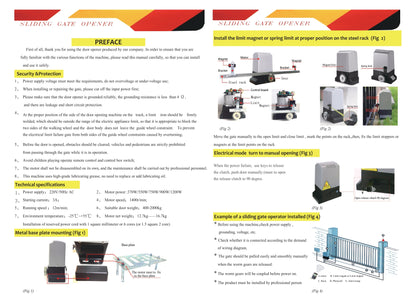 NAVKAR SYSTEMS Sliding Gate Motor 550W 1200 Kg Capacity with 2 Remotes, Limit Switches, 2 Keys to Free The Motor and Mounting Base Plate with User Manual